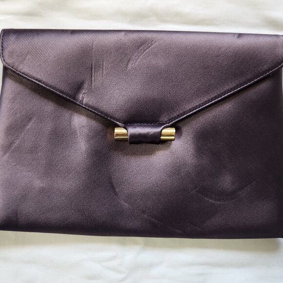 Stuart Weitzman Dahlia Smoky Amethyst Satin Clutch Magnetic Closure Purple - Picture 1 of 4